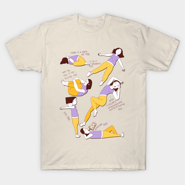 My Favorite Yoga Poses T-Shirt by minniemorrisart